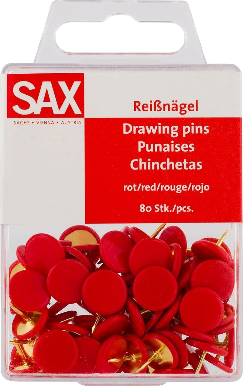 دبابيس رسم ملونة SAX - 80 قطعة حمراء
